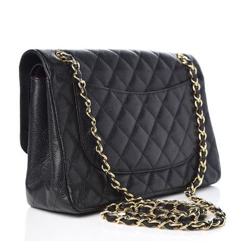 chanel double flap jumbo caviar|CHANEL Caviar Quilted Jumbo Double Flap Black.